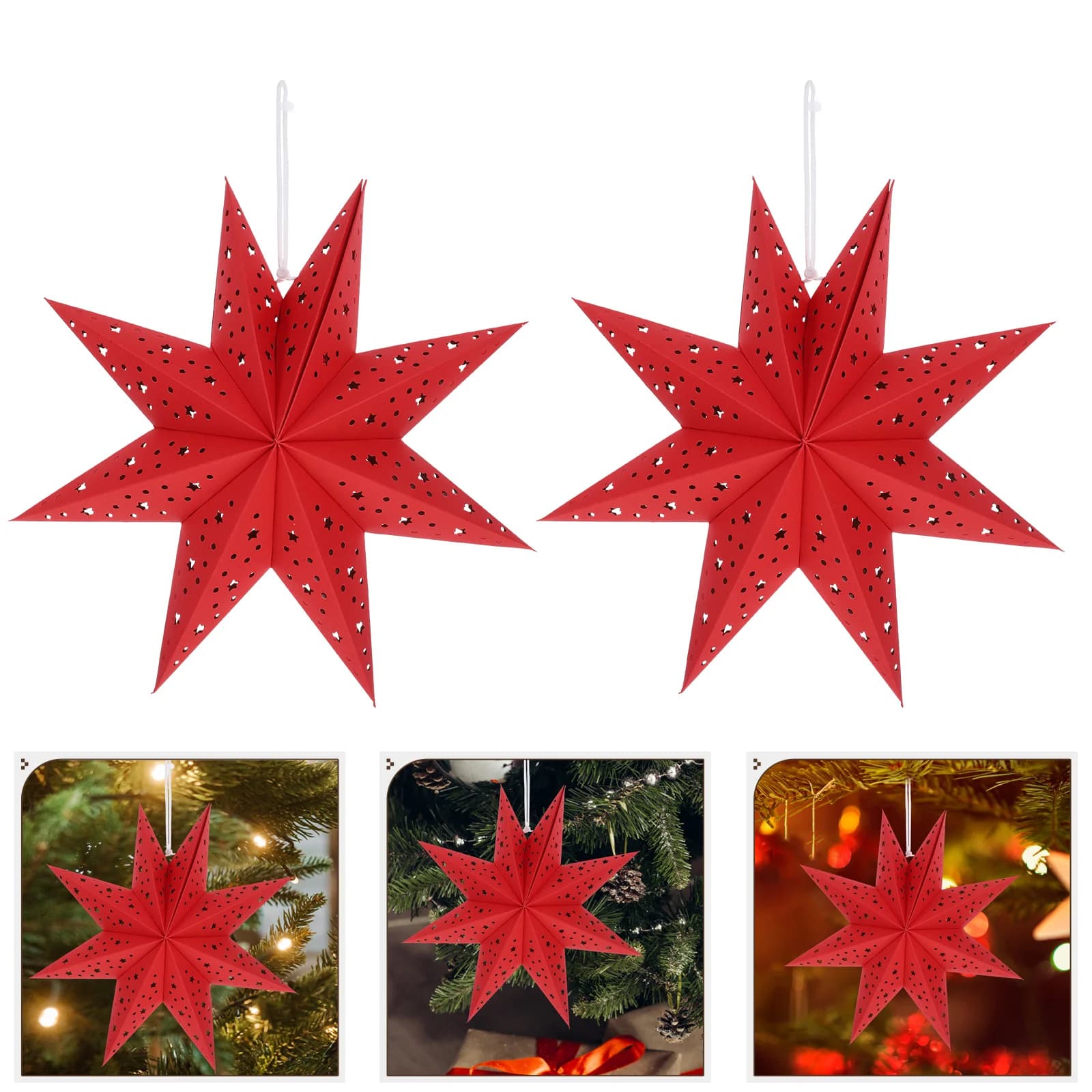 3 Pcs Nine Pointed Star Christmas Lights Lamp Shade Accessory Decorative Pendant Lampshade