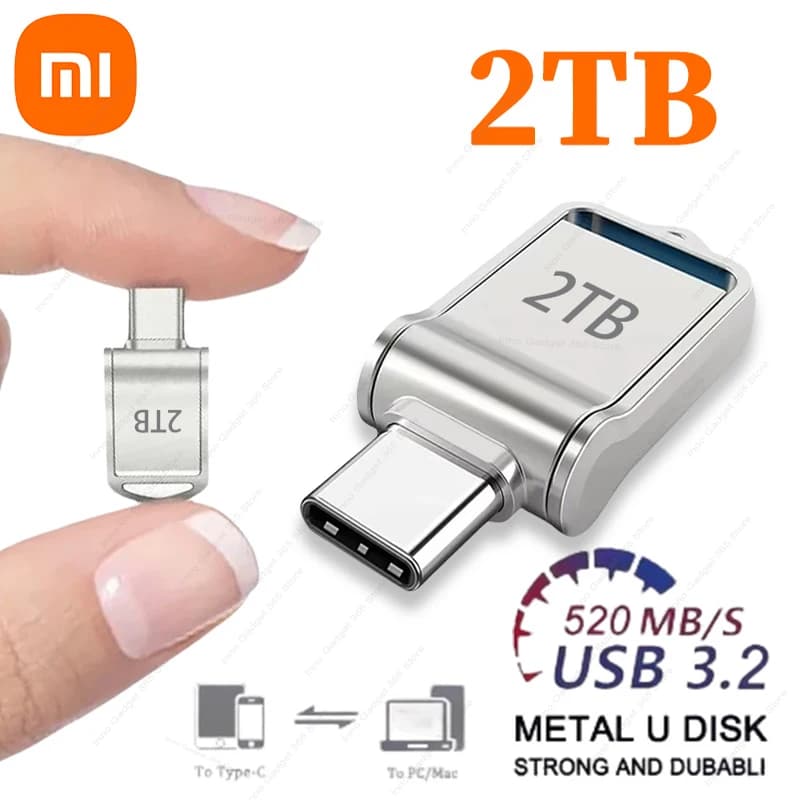 Xiaomi Mini 2TB Flash Drive USB 3.0 Fast Type C Pen Drive Memory Stick High Speed Data 512GB For Computers Phone PC Fast U Disk