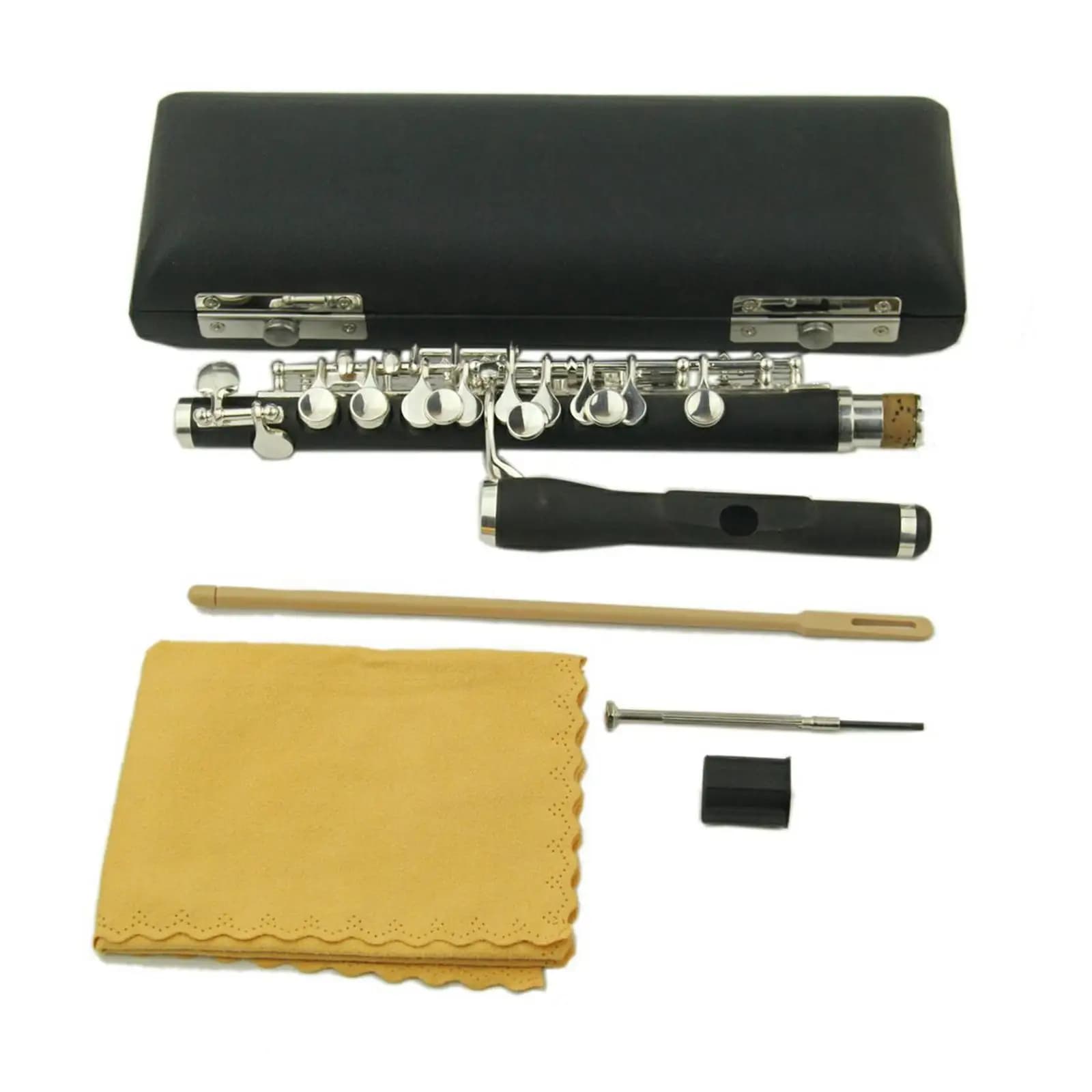 Key of C Piccolo Flute Instruments And Wooden Case Cleaning Rod Screwdriver