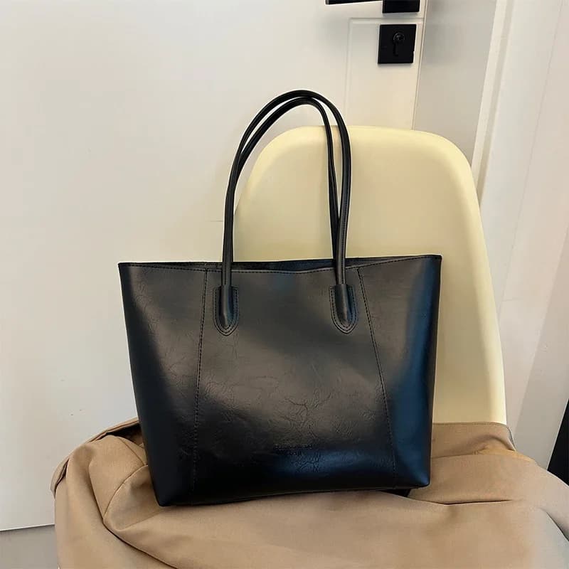 Solid Large Capacity Simple PU Shoulder Bags Sense of Luxury Commute High Quality Classic Style Tote Bags for Women 2024 on Sale