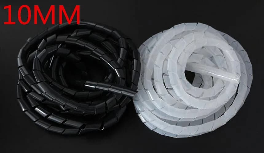 Spiral wrapping band SWB-10 diameter 10mm About 10M Length Black White Cable casing Cable Sleeve Winding pipe Spiral Wrapping