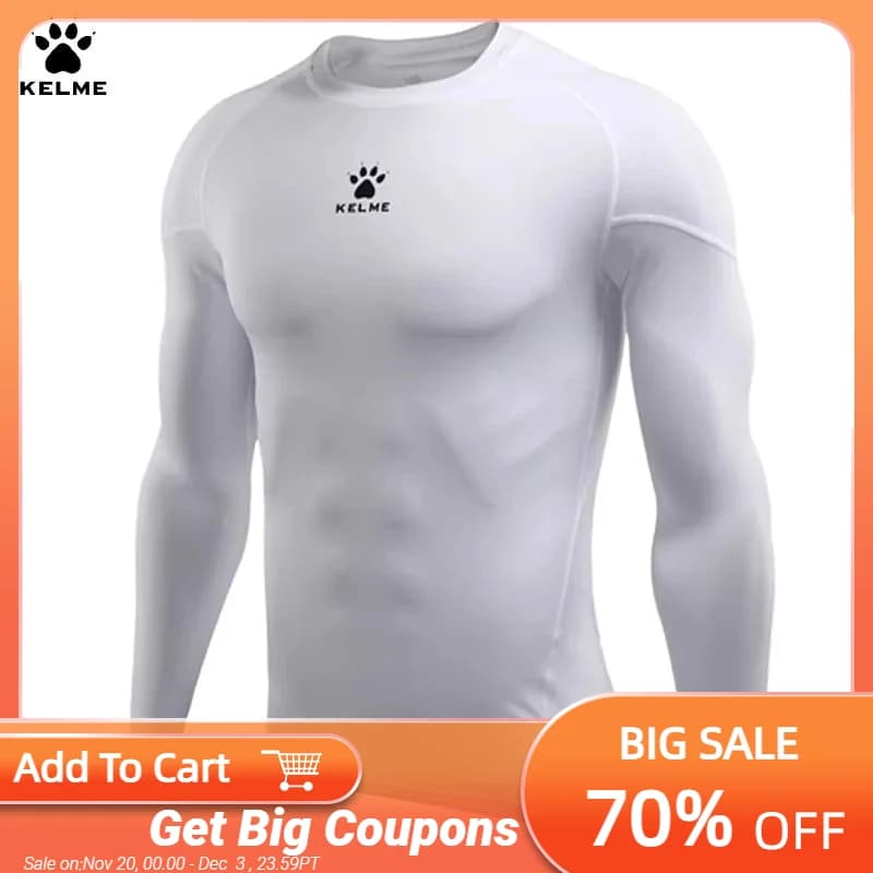 Kelme Men's Outdoor Running T-shirt Sports Tight Clothes Compression Fitness Training Fast Drying Yoga Long Sleeve