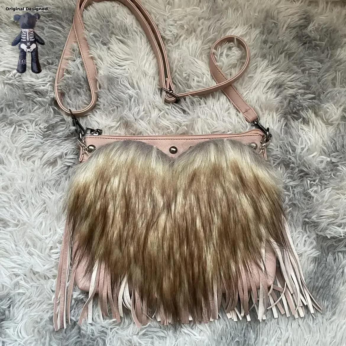 Faux fur Handbag Y2K Punk Bags Plush Versatile Daily Crossbody Bag Message Tote Bags