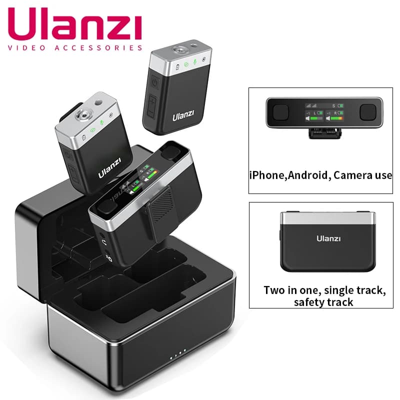 Ulanzi U-Mic AM18 2.4G Wireless Lavalier Microphone for iPhone 14 15 Camera Smartphone PC Interview Recording Video Podcast Vlog