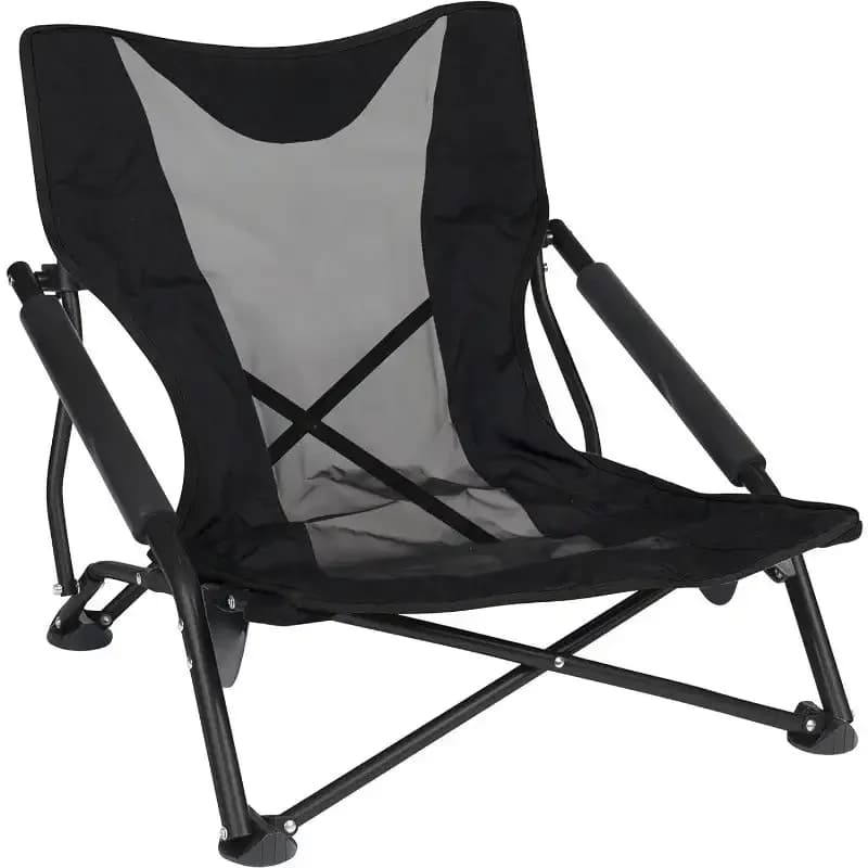 Low Profile Folding Chair for Camping, Beach, Picnic, Barbeques, Sporting Event with Carry Bag , Black