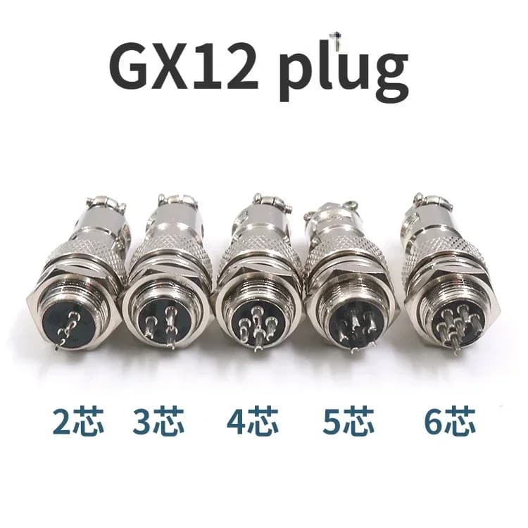 Heavy-duty aviation plug socket GX12-2 core 3-hole 4-pin 5-pair 6P connector