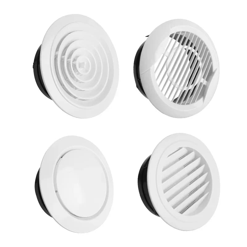 Adjustable Air Ventilation Cover Round Ducting Ceiling Wall Hole Abs Air Vent Grille Louver Kitchen Bath Air Outlet Fresh System