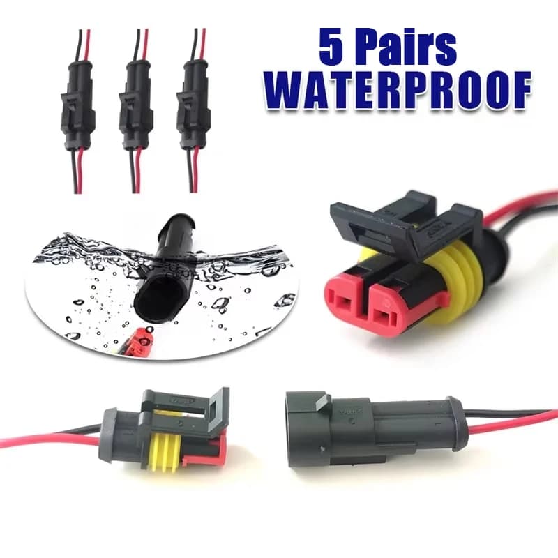 5 Pairs 2 Pin Connector Waterproof Connector Male and Female Way 20AWG Wire Suitable for Car Truck Boat Other Wire Connection