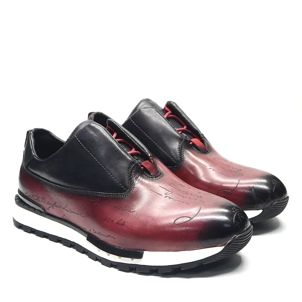 Luxury Brand Design Men's Casual Sneakers Genuine Leather Burgundy Black Flat Oxford Shoes Lace-up Social Travel Footwear Male