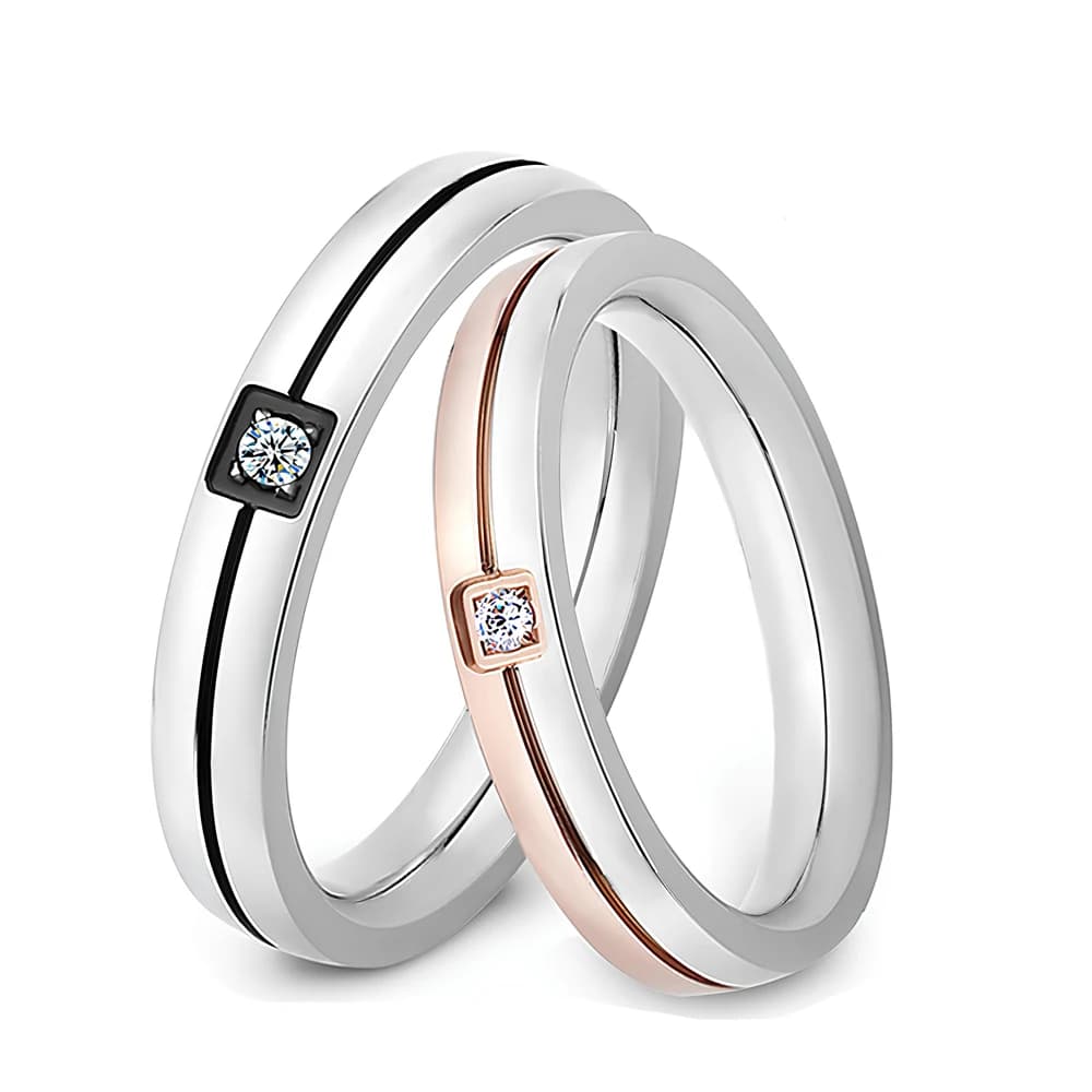 Wedding Engagement Band Unique Stainless Steel Jewelry 2025 New Fashion AAA+ Cubic Zircon Couple Rings for Women Men