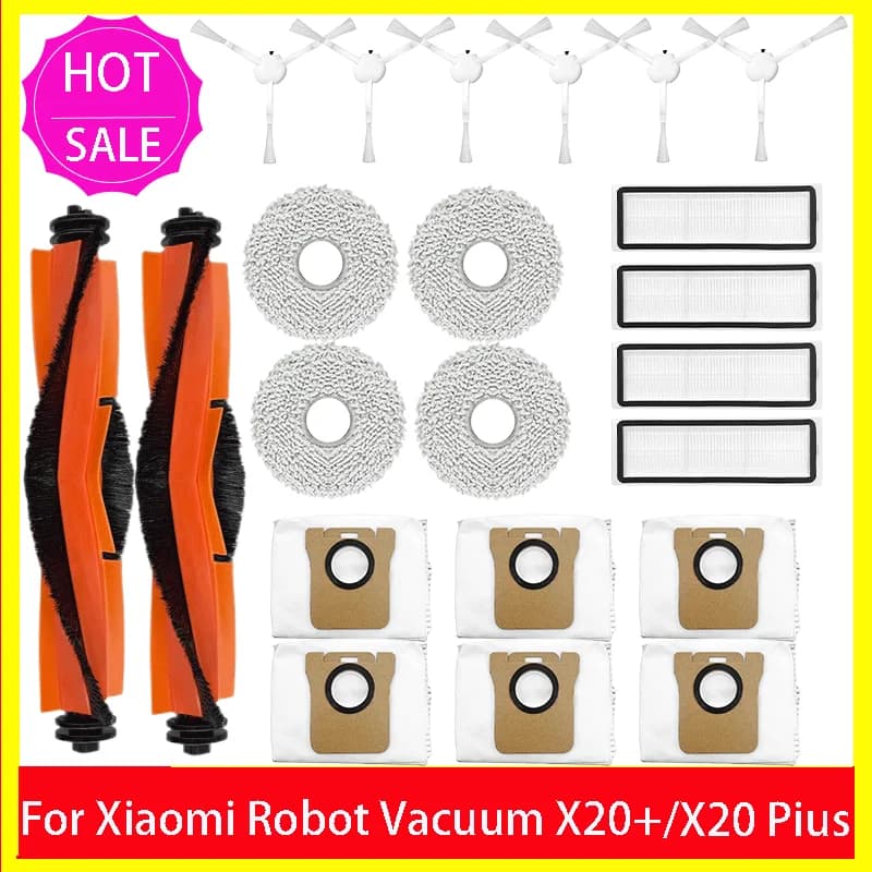 Fit For Xiaomi Robot Vacuum X20+ / X20 Plus Replacement Parts Accessories Main Roller Side Brush Hepa Filter Mop Cloth Dust Bag