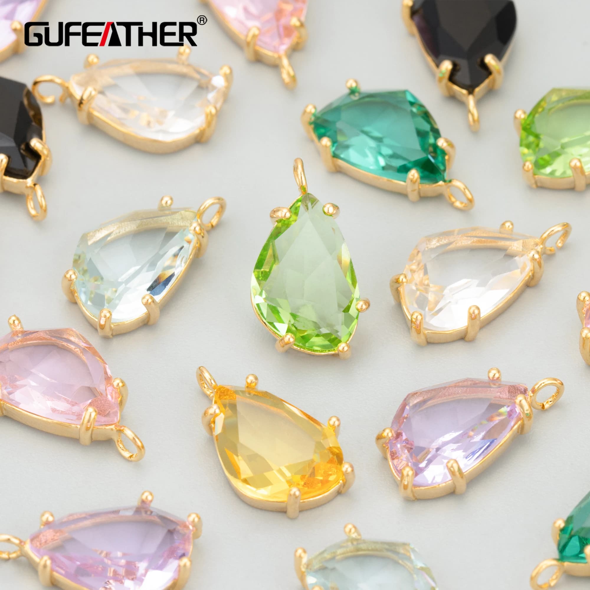 GUFEATHER ME97,jewelry accessories,18k gold rhodium plated,copper,glass,hand made,charms,jewelry making,diy pendants,6pcs/lot