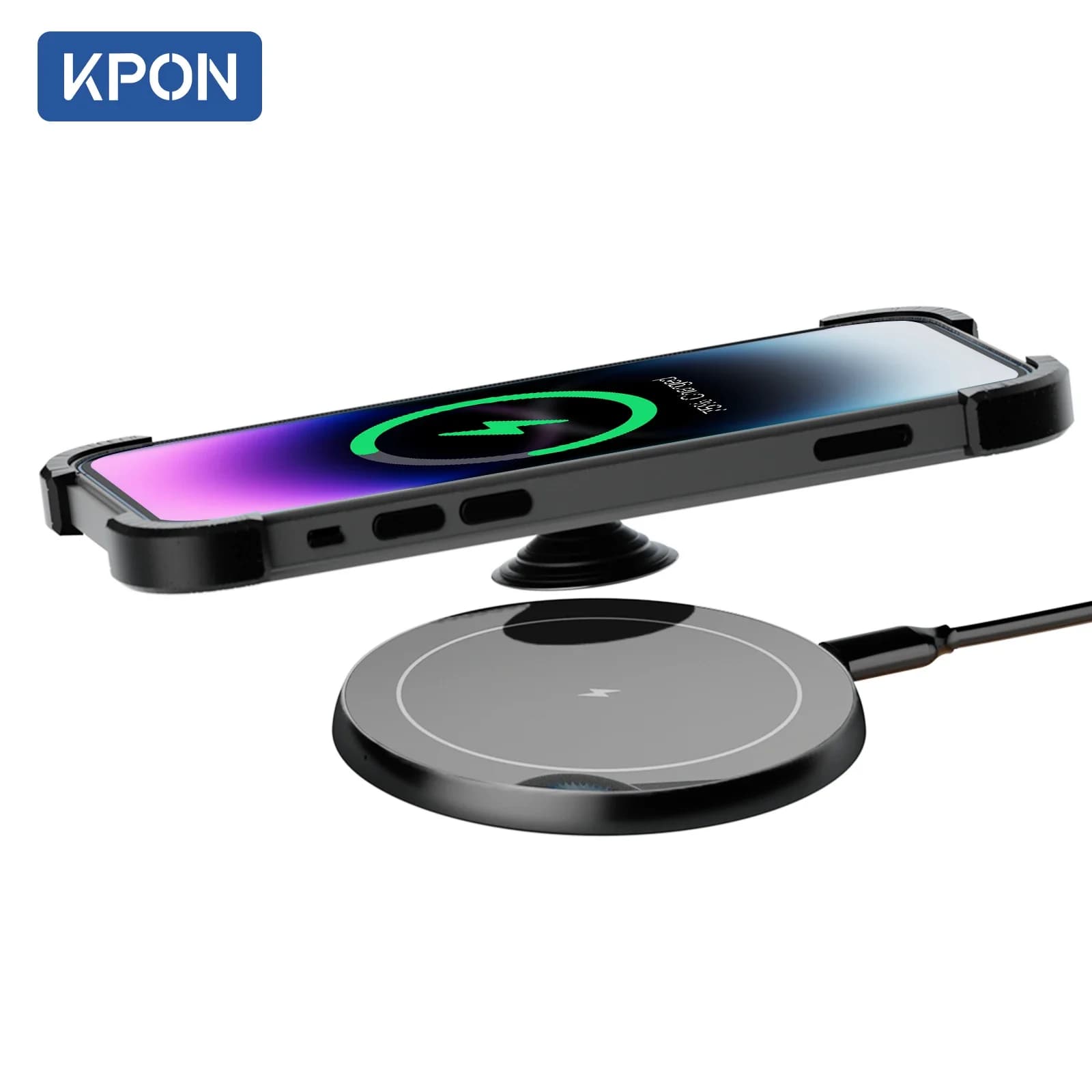 KPON Wireless Phone Charger - for Otter Box/PopSocket and Ultra Thick Phone Case up to 10mm(Adapter not Include) Visit the KPON