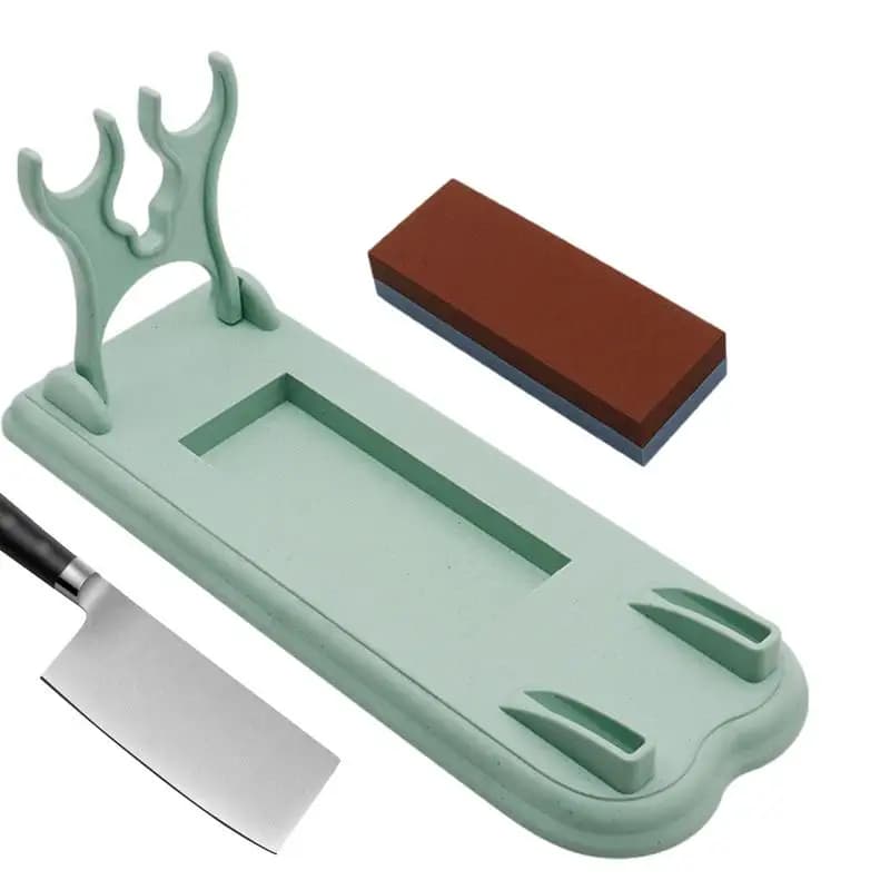 Knives Holder Sharpener 2 In 1 Knives Storage Rack With Sharpener Foldable Knives Organizer Anti-Slip Knives Block For Kitchen