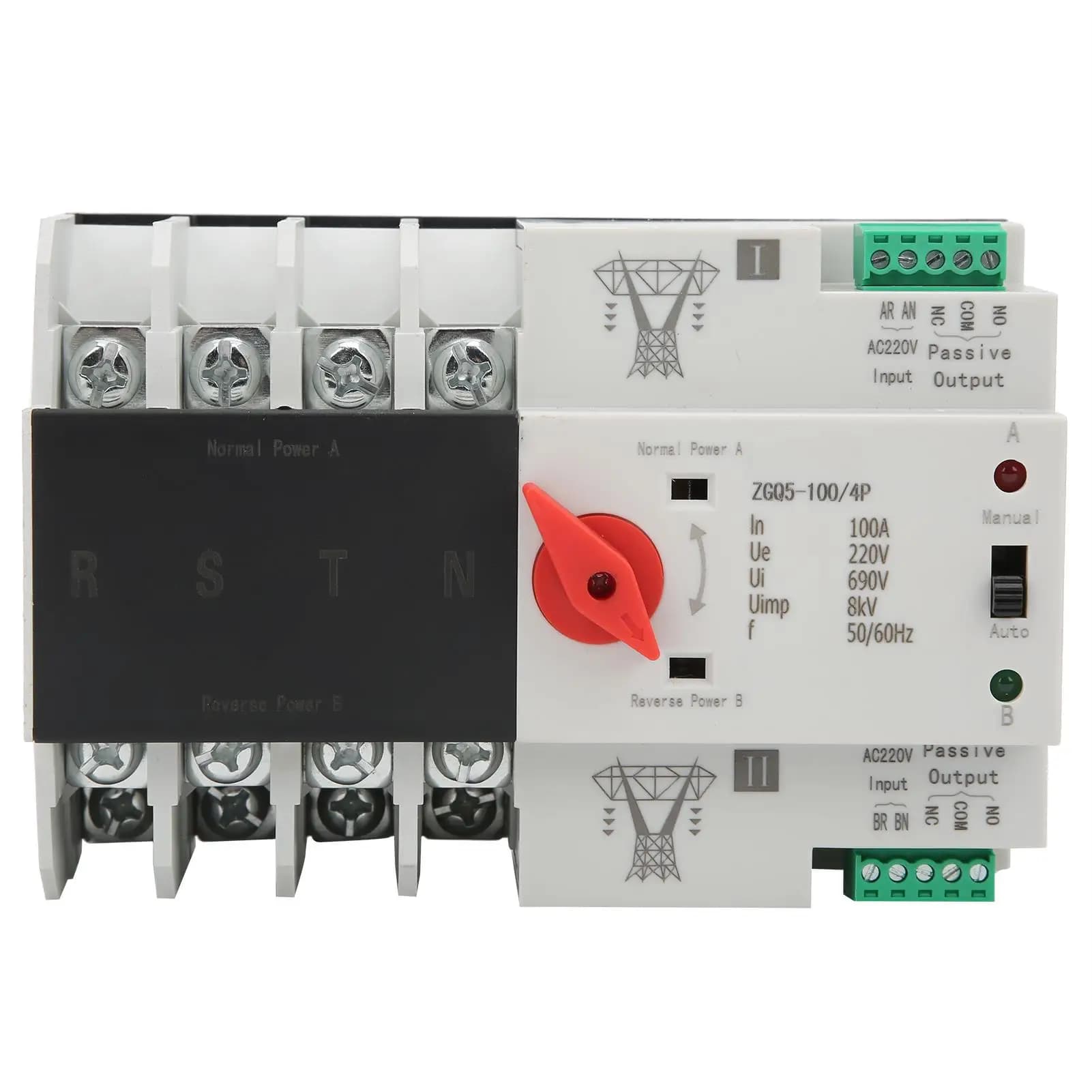 ZGQ5-100/2/4P Dual Power Automatic Transfer Switch - 2-Way Controller for Uninterrupted 220/400V Supply