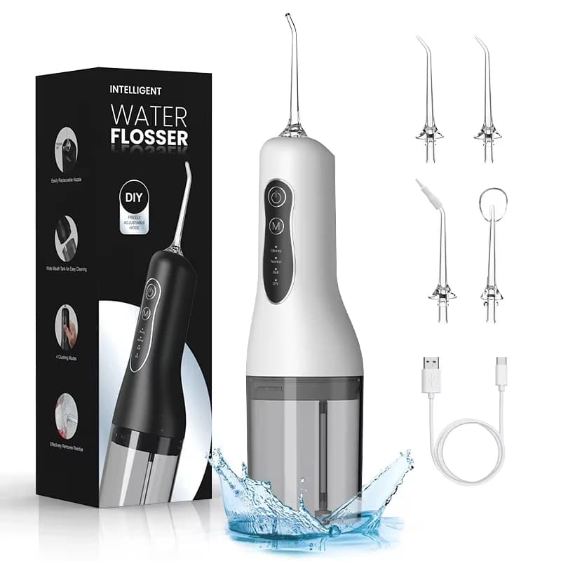 Oral Irrigator Portable Dental Water Flosser USB Rechargeable Water Jet Floss Tooth Pick  Jet Tip  Modes Waterproof