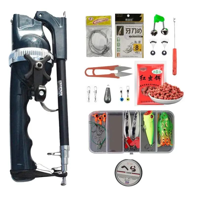 Folding Fishing Pole Fiberglass Small Folding Fishing Pole Lightweight Fishing Equipment Kit Sturdy Ergonomic Fishing Lures For