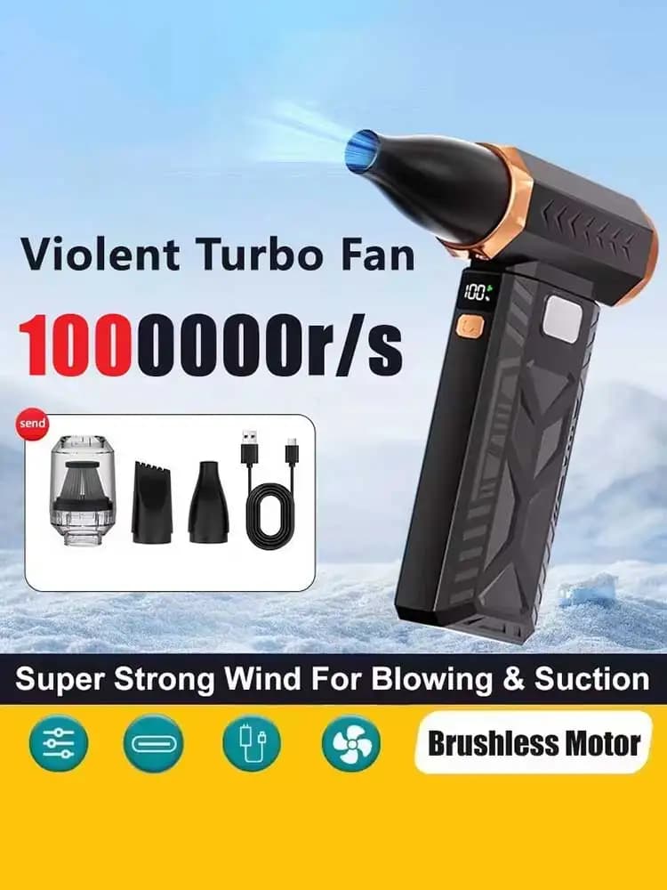 2in1 Violent Fan 1000000RPM Super Powerful Air Blower Vacuum Blowing Suction For Dust Cleaner Brushless Turbo Strong Wind