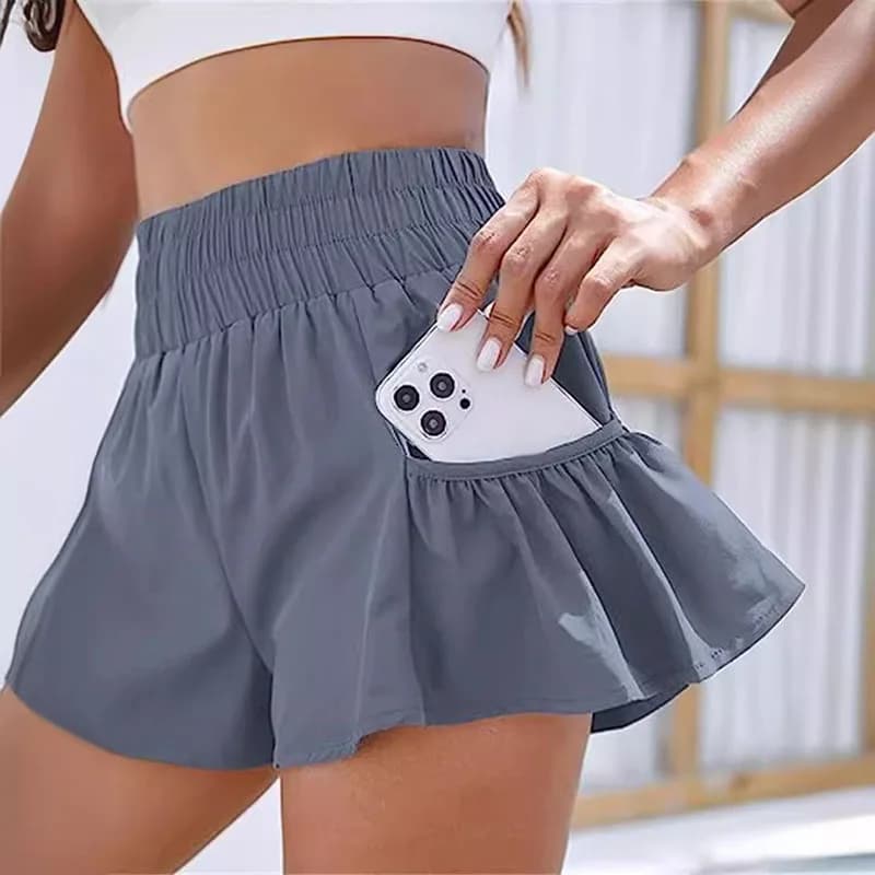 Hotty Hot Solid Color Tennis Skirt Yoga Shorts for Women's Gym Sportswear Pocket Loose Sport Outfit Fitness Runing Workout Short
