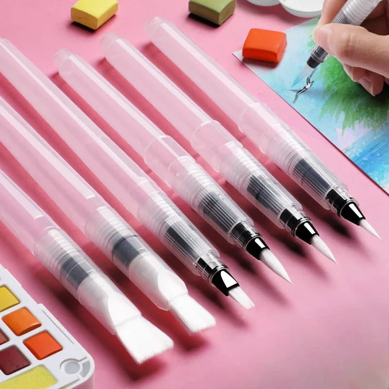 3/7pcs Watercolor Brush Pens Water Storage Function Painting Brushes For Watercolor Art Craft Supplies Artist Accessories