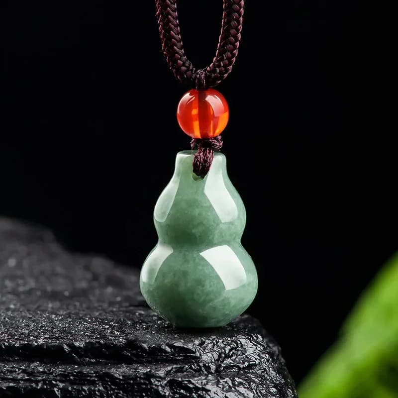 Burmese Jade Gourd Pendant Gift Luxury Stone Necklace Jewelry Natural Green Amulet Charms Carved Men Vintage Emerald Jadeite