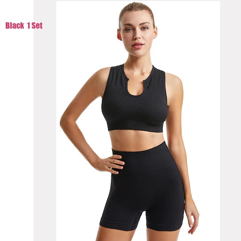 Popular 2-in-1 Running Shorts Set Outdoor Sports Vest Fitness Shorts Comfortable Seamless Breathable Women's Yoga Set