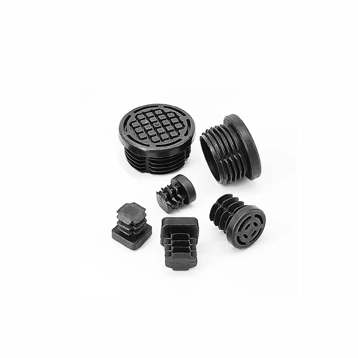 Round/Square Plastic Plug Stainless Steel Pipe Dust Cover Inside Table And Chair Furniture With Anti Slip Raised Foot Pads