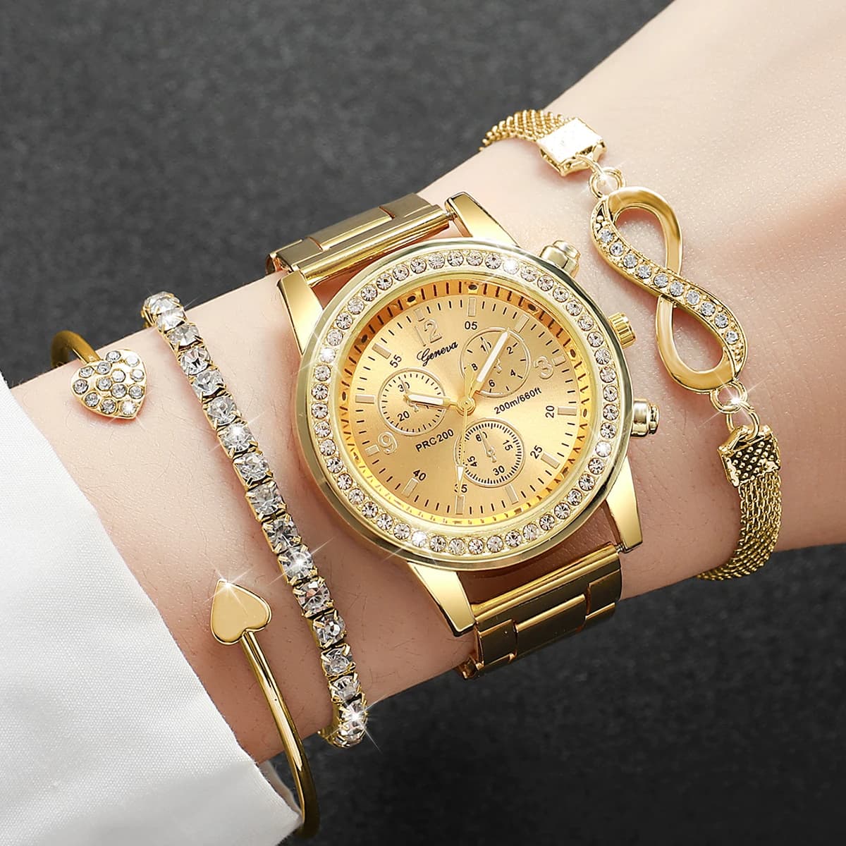 4pcs/set Women's Light Luxury Simple Quartz Temperament Watch Casual Sports Style Quartz Watch With Bracelet (Box Not Included)