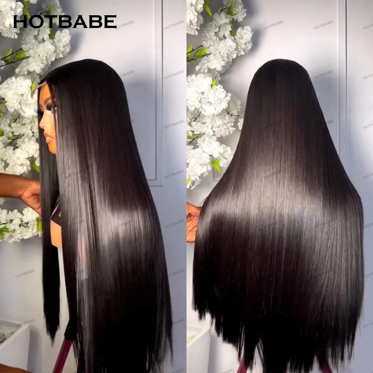 Silky Straight 13×6 HD Transparent Lace Frontal Wig 300 Density 40Inch 13×4 Lace Front Human Hair Wig Brazilian Natural Black