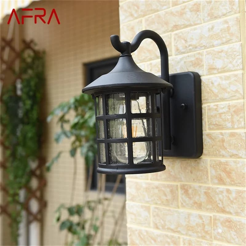 AFRA Outdoor Wall Lamps Retro Bronze LED Light Sconces Classical Waterproof for Home Balcony Villa Decoration
