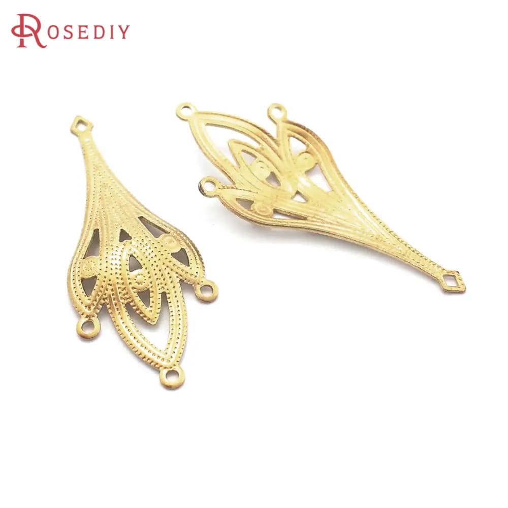 40PCS Not plated color Brass Earring Connector Charms Diy Jewelry Making Supplies Earrings Accessories for Women