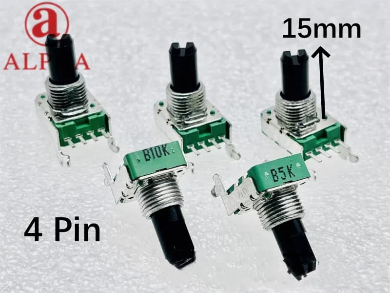 1pcs，Single loop rotary potentiometer，RK11，B5K  B10K，4Pin，The shaft length is 15mm