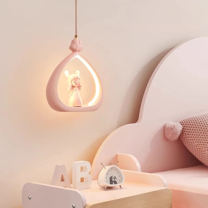 Pink Princess Chandeliers Cute Girl Bedroom Bedside Lamp Cream Style Romantic Warm Children's Room Princess Room Chandelier LED