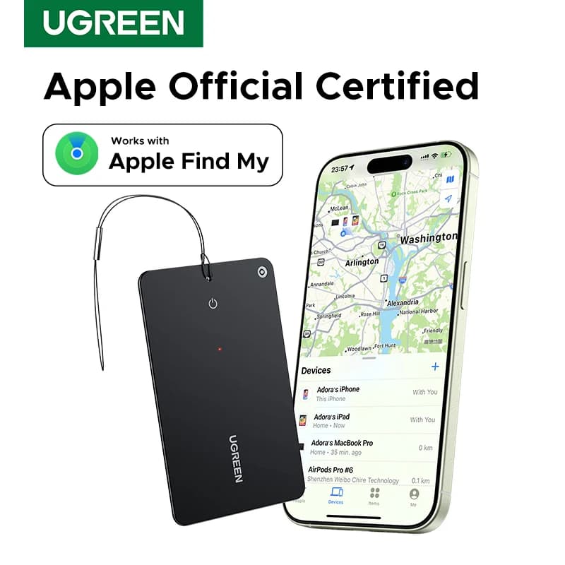 UGREEN Wallet Finder, Smart Bluetooth Tracker Card and Item Locator for Luggage Tags Passports with Apple Find My App (Only iOS)
