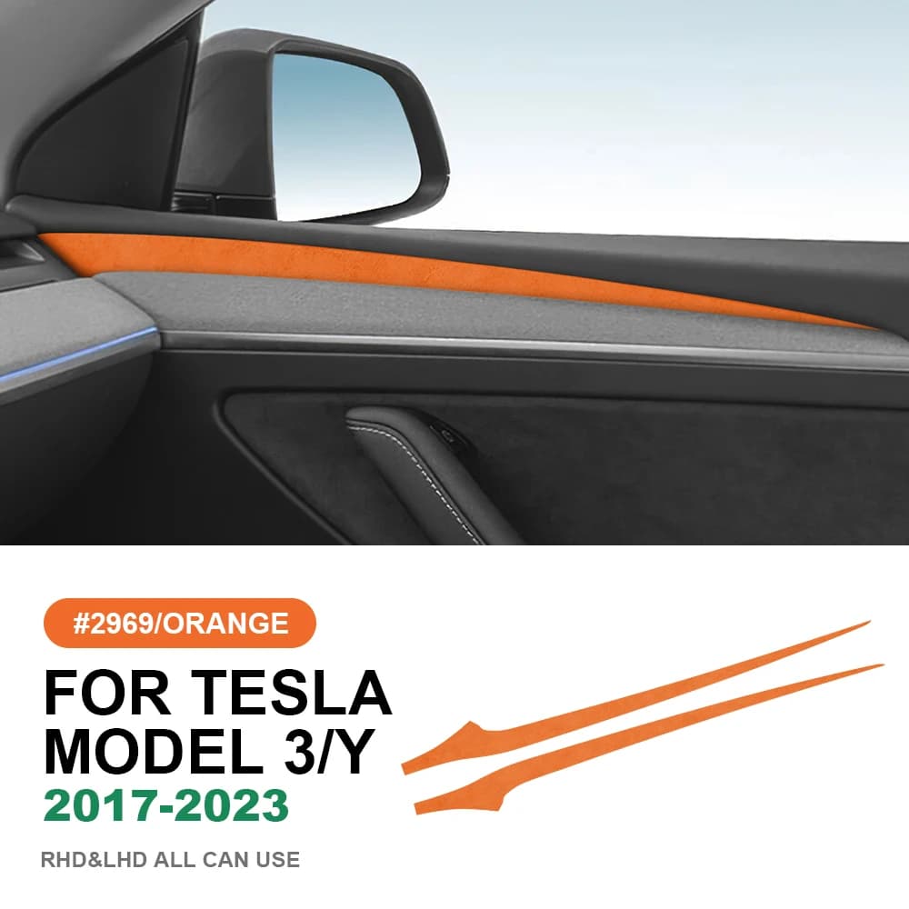 Italian Suede Door Side Panel Trim Cover For Tesla Model 3 Model Y 2020 2021 2022 2023 Sticker Styling Car Interior Accessories