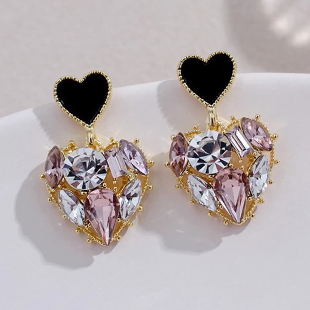 2023 New Fashion Crystal Heart Pendant Earrings for Women Girls Gift Jewelry Sweet Fashion Party Girls Jewelry Accessories