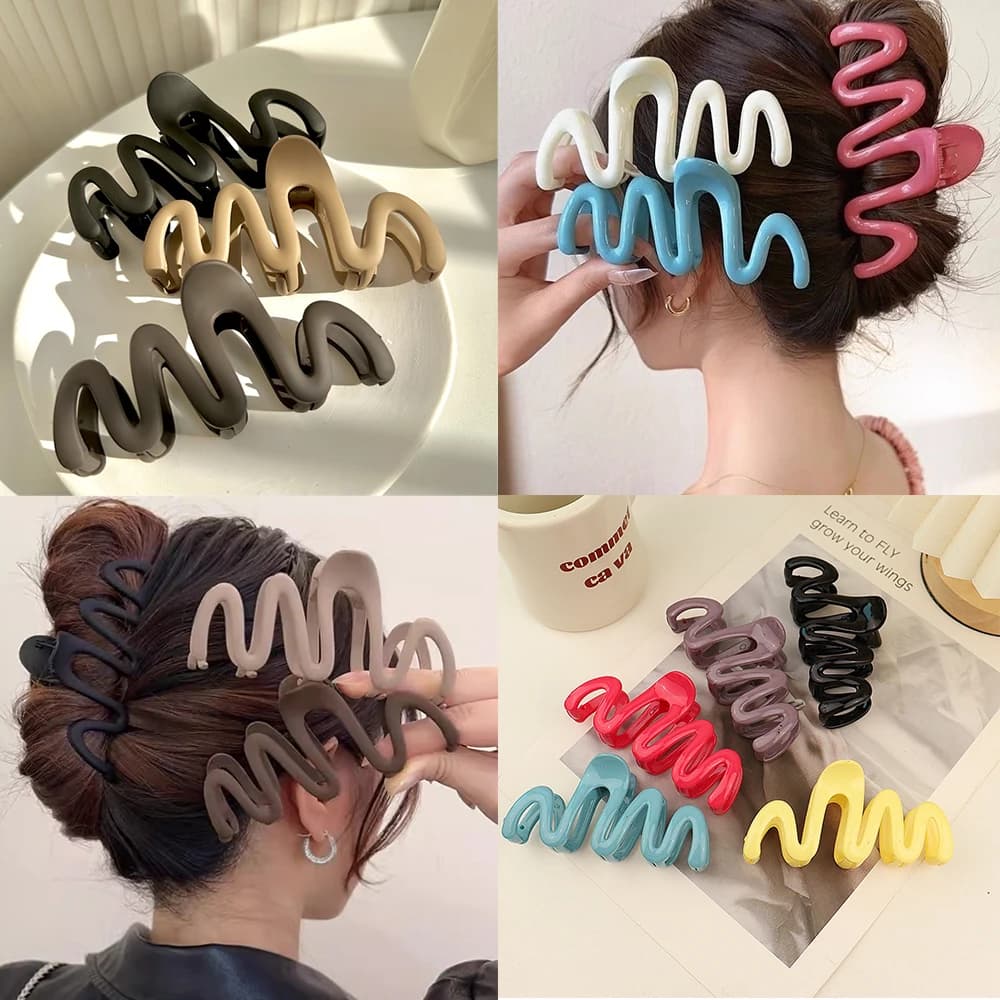 Fashion Acrylic Hair Claw Clip Large Wave Style Hairpins Hair Clamps Barrettes Hair Accessories Hairgrip Women Ponytail Headwear