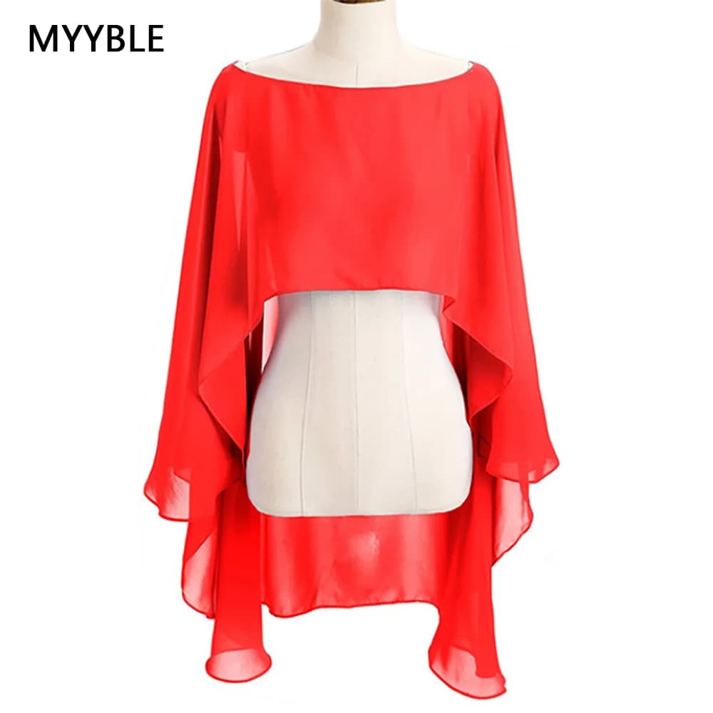 Chiffon Cape Bolero Women Femme Mariage Chalas Mujer Evening Wedding Bridal Jacket Wraps Accessories Peleryna Cloak Boda Shawl