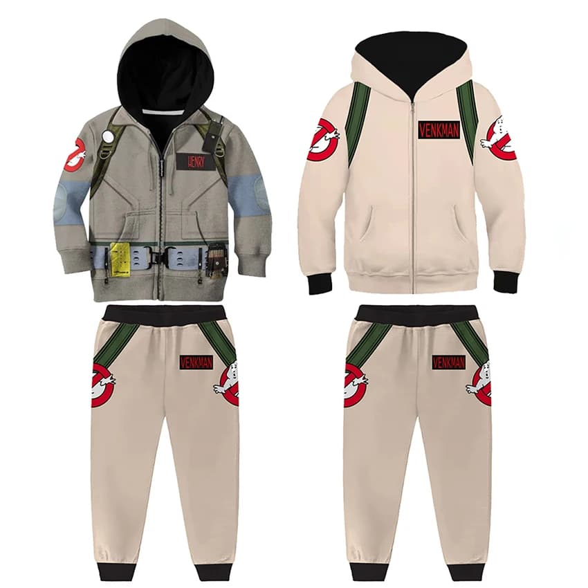 Ghost Uniform Cosplay Costumes Halloween Costume for Kids Hoodie Anime Figure Ghost Busters Sweater Carnival Suits Clothes Coat
