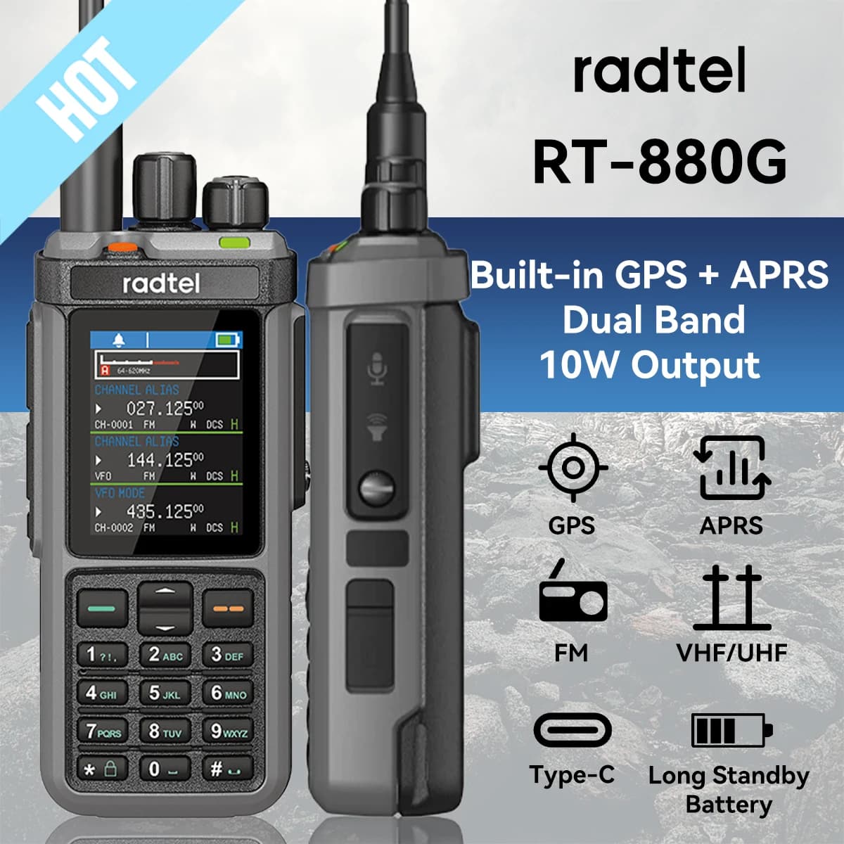 Radtel RT-880G 10w APRS+GPS Ham Radio with Cross Band Repeater Short Wave HF SSB CB  Walkie Talkie  AM USB LSB CW 1024 Channels