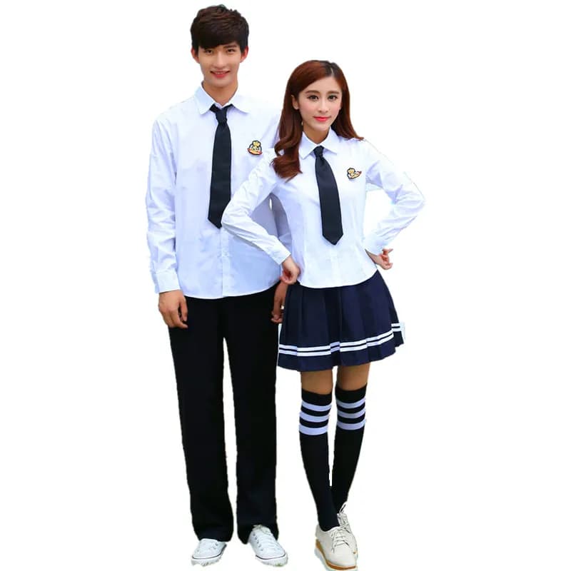 Korean School Uniforms White Shirt + Skirt For Girls Korean College Students Boys Shirt + Shorts Cosplay Costume