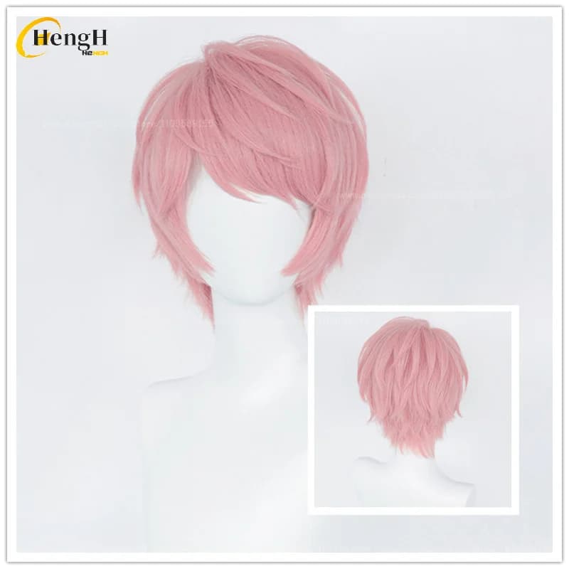 In Stock Synthetic Hair Anime Itsuki Shu Cosplay Wig Unisex 30cm Pink Cosplay Anime Wig Heat Resistant Hair Halloween Party Wigs