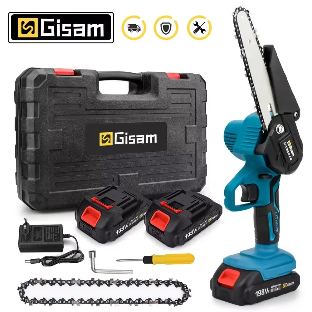 Gisam 6 Inch Chain Saw Cordless Electric Saw Handheld Garden Logging Chainsaw Wood Cutting Power Tool for Makita 18V Battery Pin
