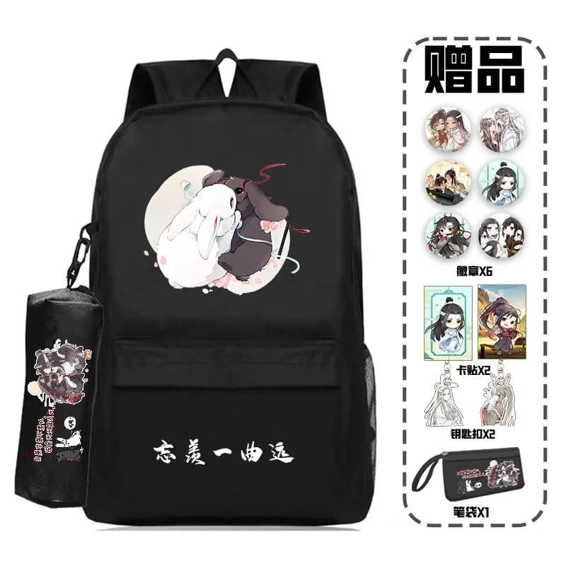 38×26×13cm Black White, Grandmaster of Demonic Cultivation, Mo dao zu shi, Kids Teens School Bags, Anime Backpacks Girls Boys
