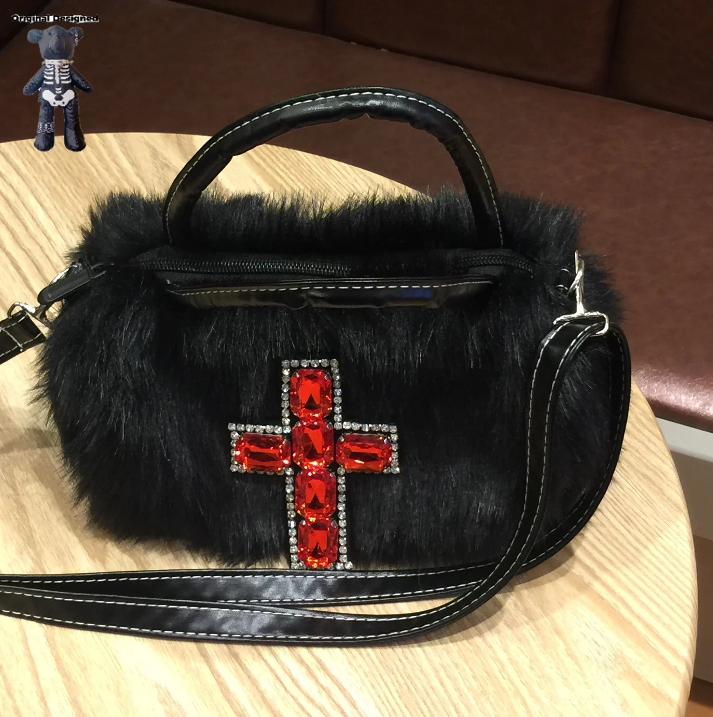 Cool Girls Y2k Underarm Bags Trendy Faux Fur Women's Shoulder Bag Fashion Female Clutch Handbags Purse