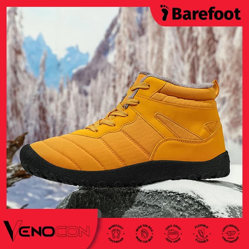 PINGKEE VENOCON Barefoot Wide ToeBox Casual Shoes Men Women Leather Winter Minimalist Sneakers Snow Boots Wide Feet Footwear