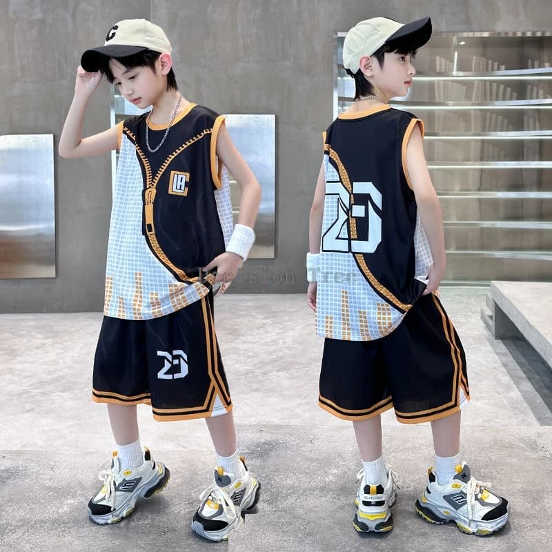 2024 chinese boys handsome cool sports clothing new thin loose quick drying basketball uniform fashionable breathable sports set