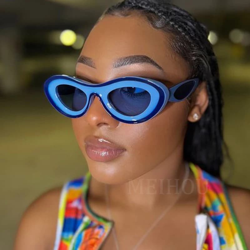 Popular Women's Sunglasses 2023 Oval Sunglasses Unique Green Sun Glasses Men UV400 Goggle Shades Mirror Colorful Y2k Eyewear