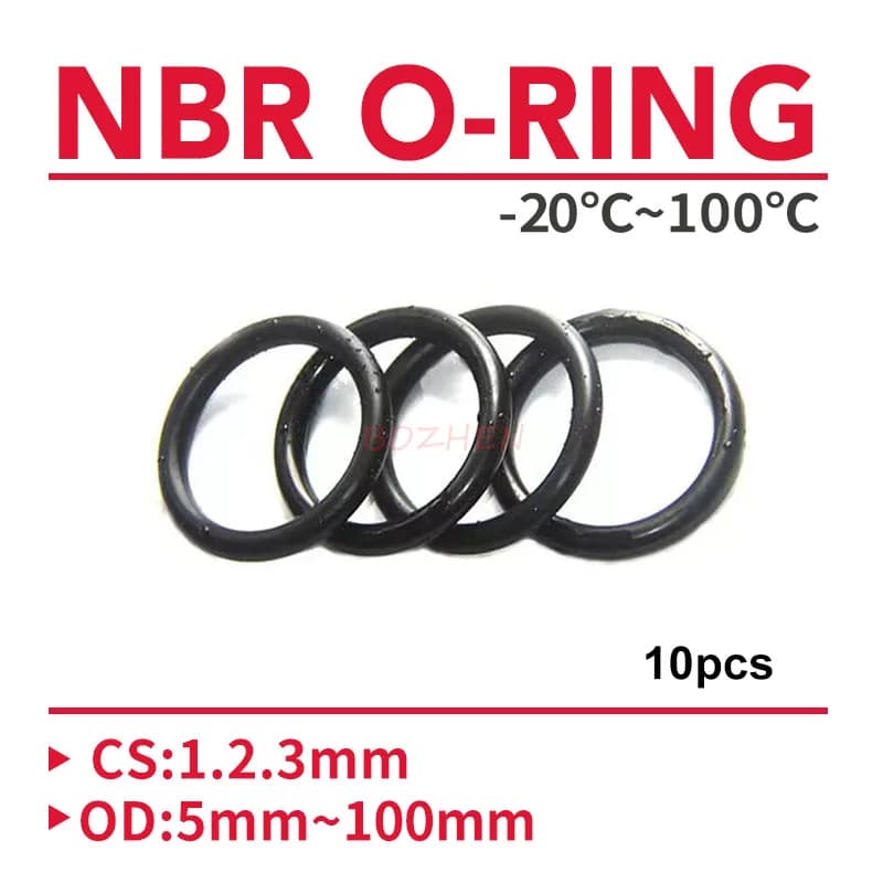 10pcs NBR ORing  CS1 2 3 mm  OD5~100mm  NBR Automobile Nitrile Rubber Round O Type Corrosion Oil Resistant Sealing Washer Black