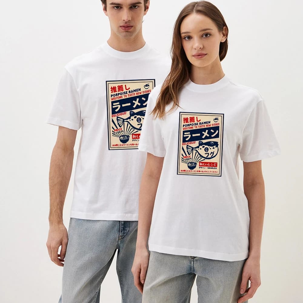 High Quality Cotton Anime Printed T Shirt Neutral Fashion Street Summer Tops Tees Loose Oversized Soft Short Sleeved T-Shirt